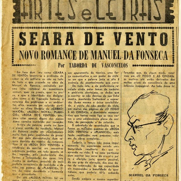 'Seara de vento : Novo romance de Manuel da Fonseca', por Taborda de Vasconcelos. In 'Diário do N...