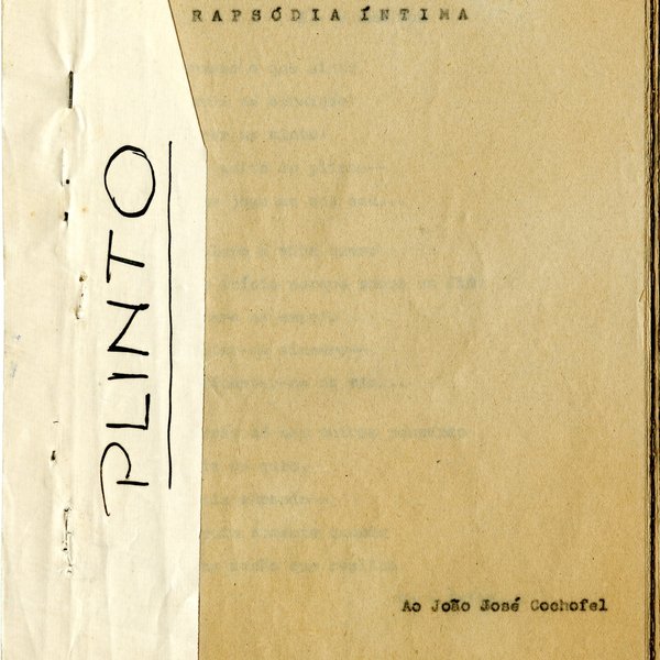 'Plinto', por Arquimedes da Silva Santos, Coimbra, 1944. Original datilografado por J. J. Cochofel
