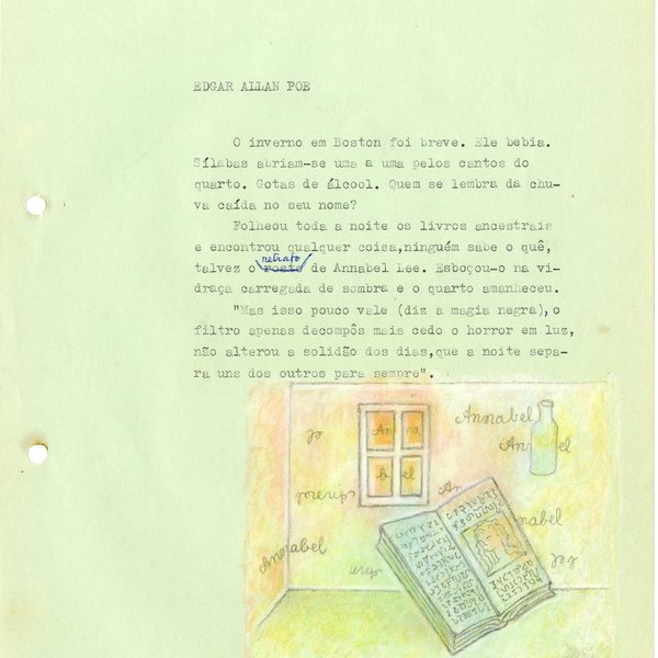 Páginas ilustradas com desenhos a lápis de cera da autoria de Carlos de Oliveira. in Trabalho poé...
