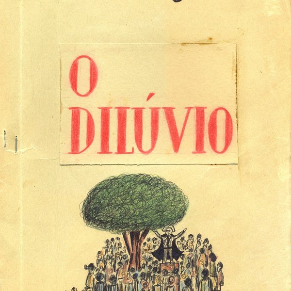 'O Dilúvio' por Mário Braga, 1966, original dactiloescrito, com emendas manuscritas e ilustração ...