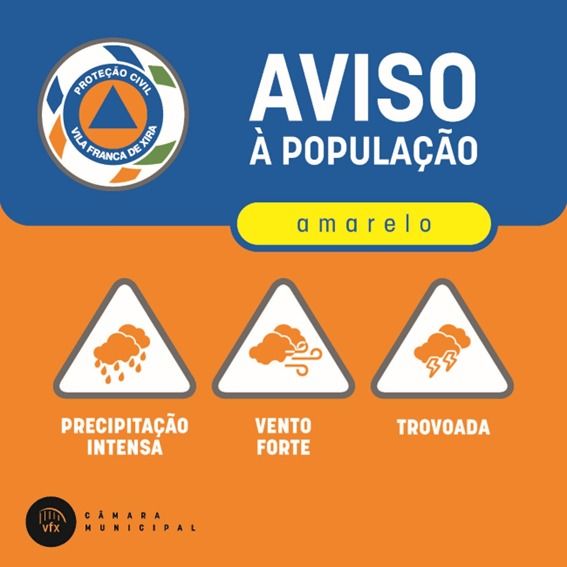 Aviso à população - Condições meteorológicas adversas - Precipitação e vento - 20 a 22 janeiro - ...